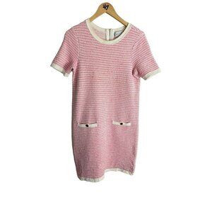 Milly Of New York Women's Pink Short Sleeve Tweed Knit A Line Dress - P